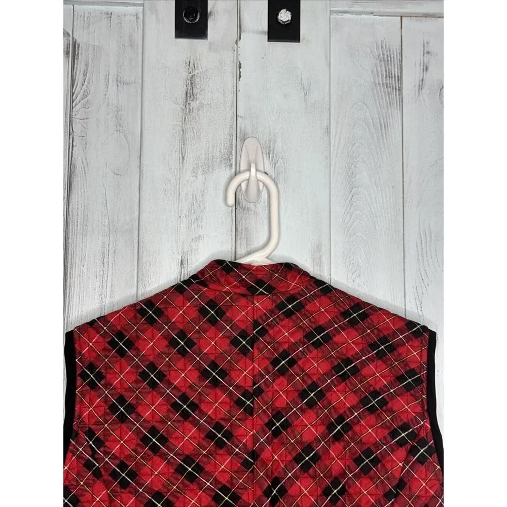 Vintage HOWARD WOLF DALLAS Red‎ Black Plaid Quilted Vest & Midi Skirt Set 12